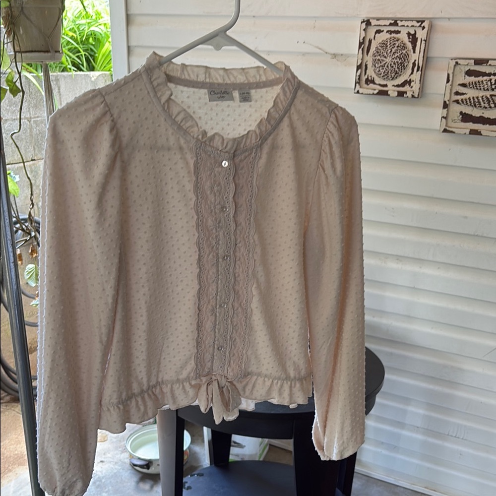 Charlotte- Cream Lace Trim Blouse